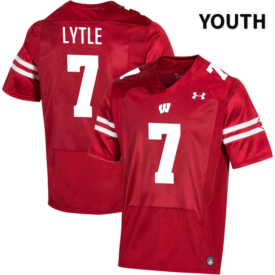 Wisconsin Badgers Youth #7 Spencer Lytle NCAA Under Armour Authentic Red NIL 2022 College Stitched Football Jersey MI40T34CW